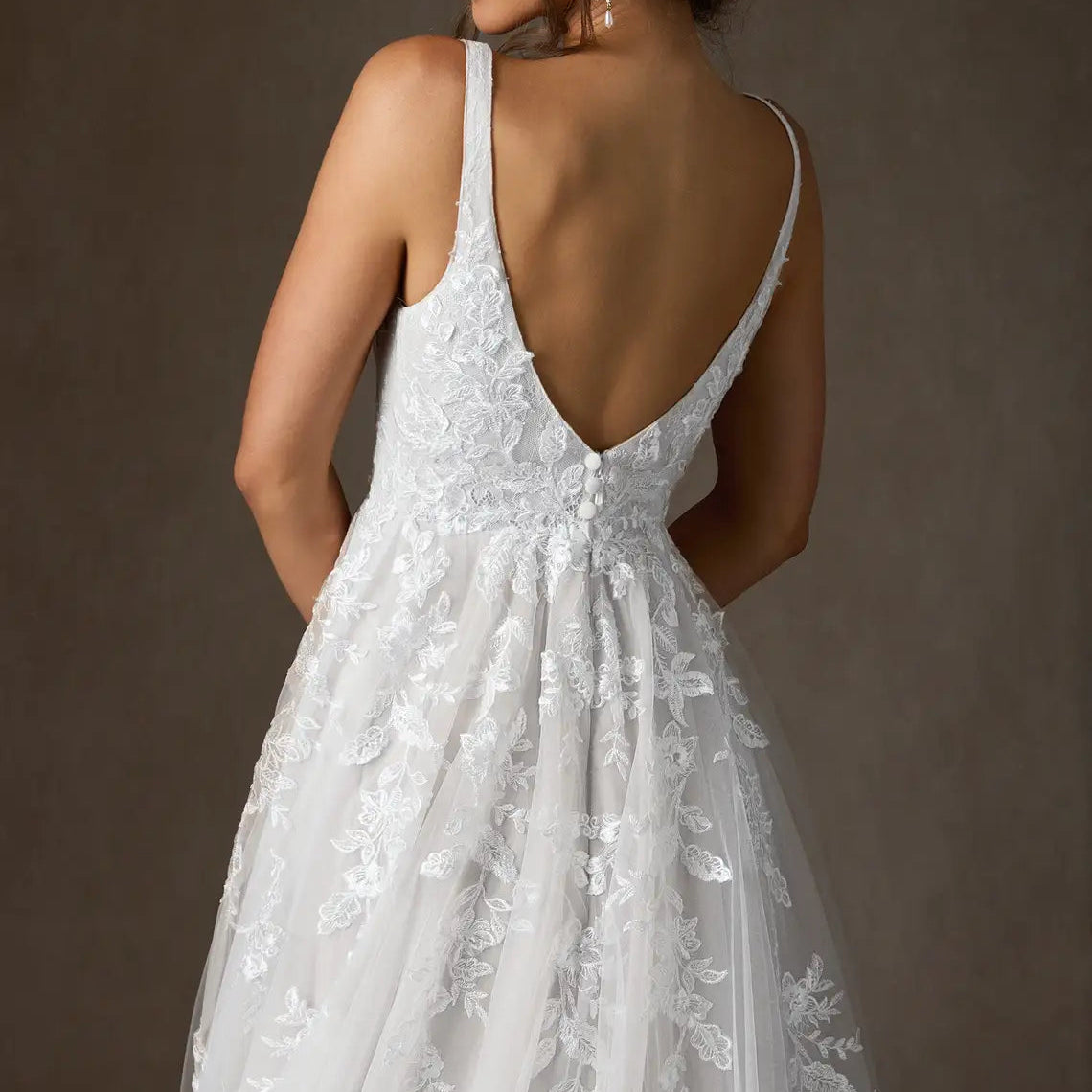 A Line V Neck Sequins Tulle Dress