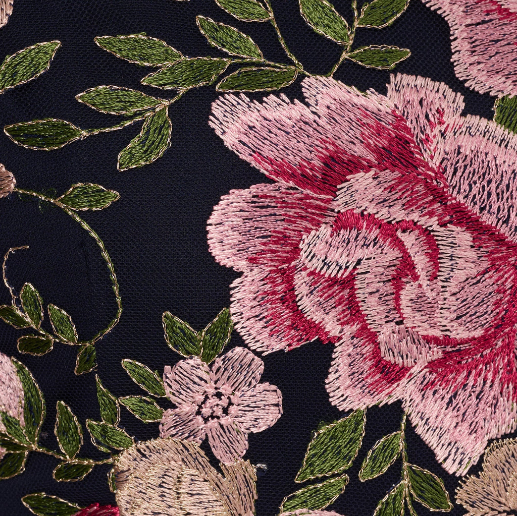 Embroidered Floral Short Sleeved Fitted Dress