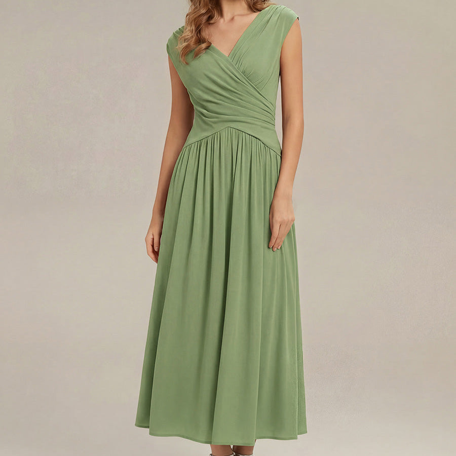 Polka Dot Knit Sleeveless Wedding Guest Dress