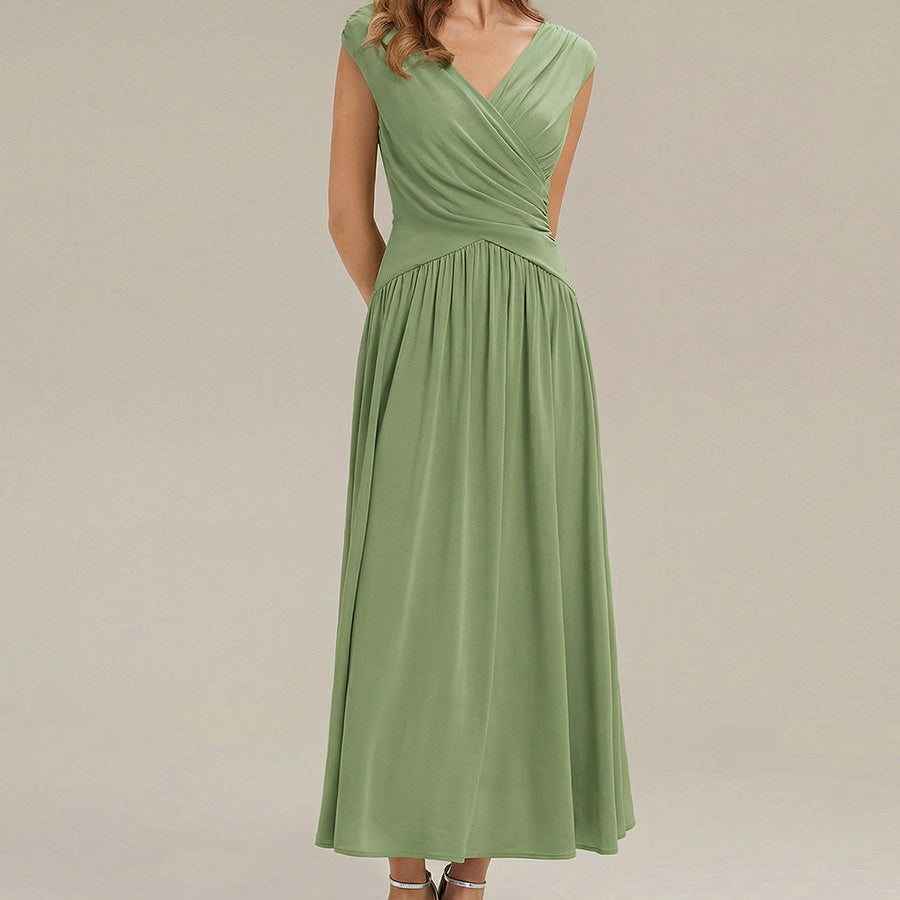 Polka Dot Knit Sleeveless Wedding Guest Dress