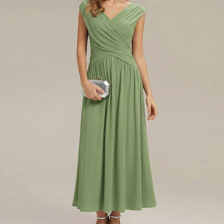 Polka Dot Knit Sleeveless Wedding Guest Dress