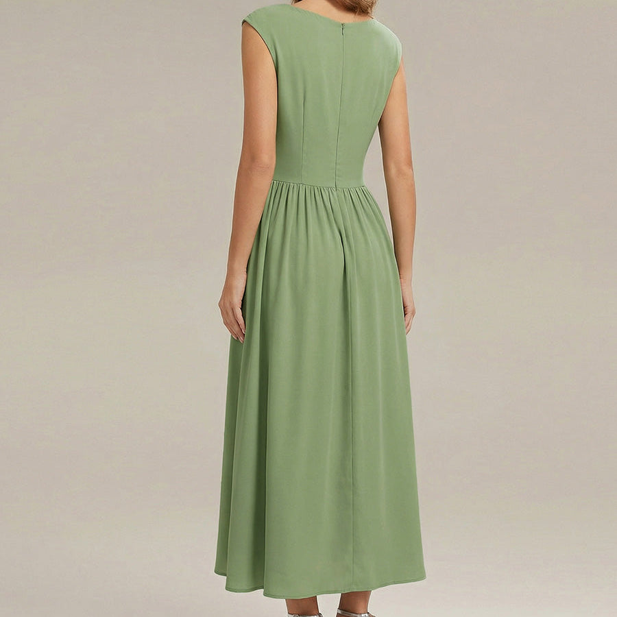 Polka Dot Knit Sleeveless Wedding Guest Dress