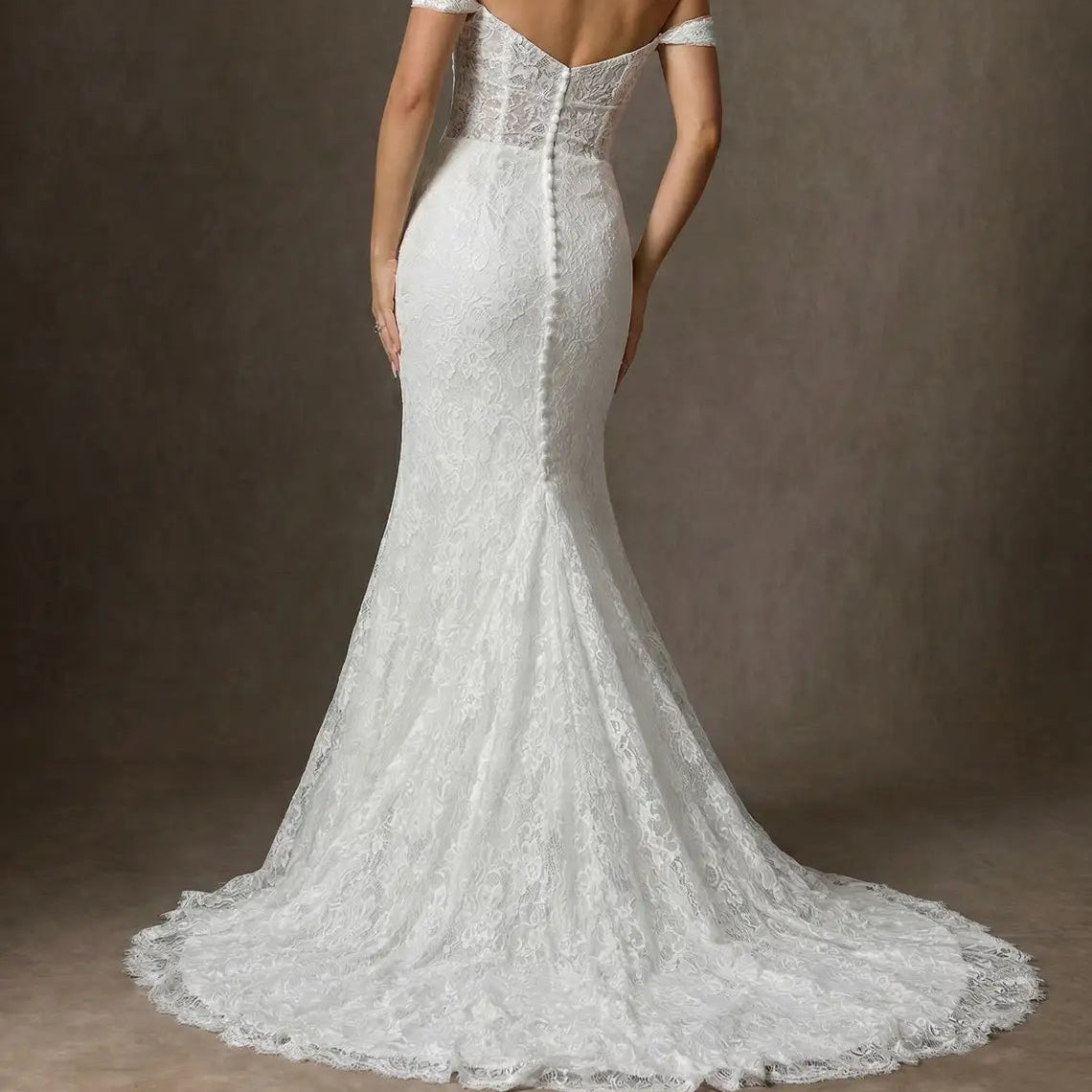 White Fishtail Lace Dress